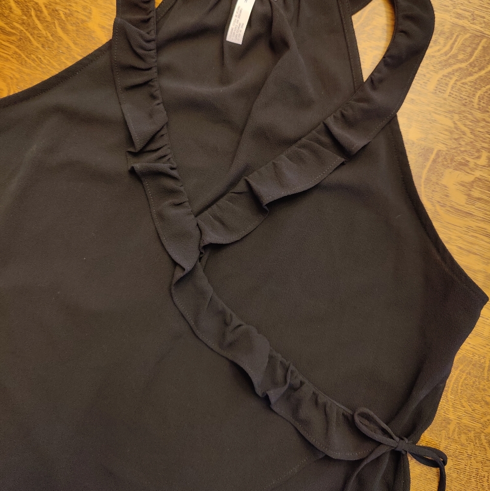 Leith Black Ruffle Wrap Top - Picture 3 of 7